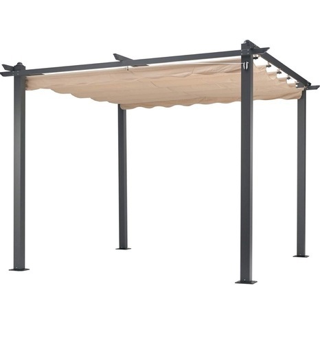 【未使用｜新品】シェード付パーゴラ ベージュ 日除け シェード オーニング ガゼボ