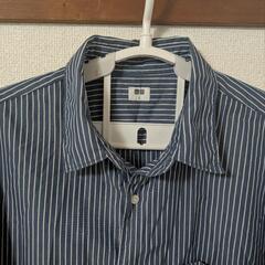 【美品】ユニクロ　EFCブロードストライプシャツ　メンズLの画像