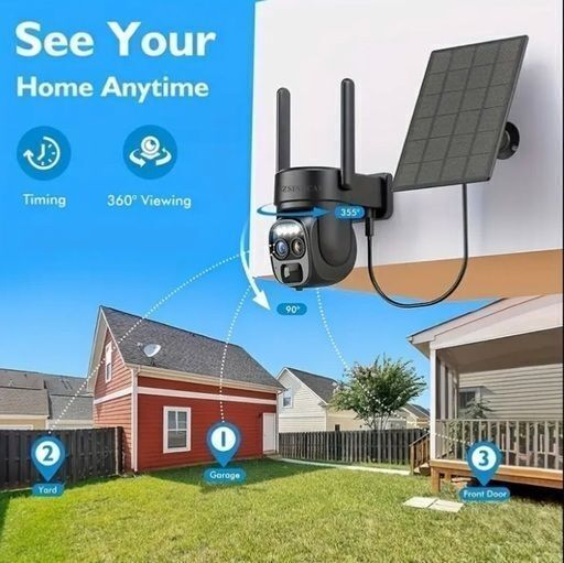 【070】新品3台セット 2.4GHz 8倍ハイブリッドズーム追跡&超広角Wi-Fi 野外セキュリティカメラ〈充電バッテリー内臓〉& 