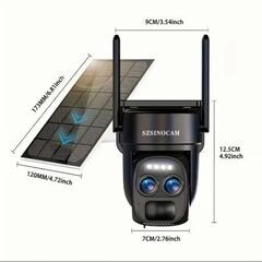【070】新品3台セット 2.4GHz 8倍ハイブリッドズーム追跡&超広角Wi-Fi 野外セキュリティカメラ〈充電バッテリー内臓〉& ソーラーパネルセットの画像