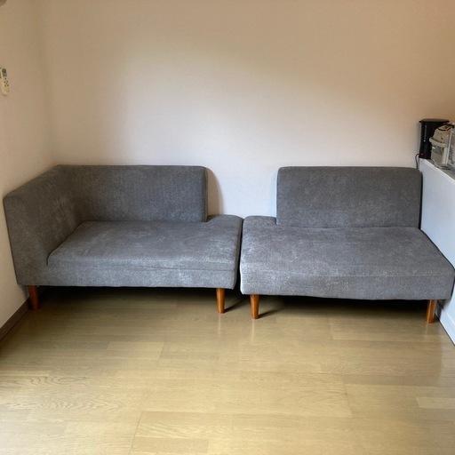 3人掛け　ソファ　リビング　灰色　布素材