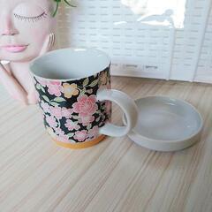 可愛い❤花柄の蓋付きマグカップ❤の画像