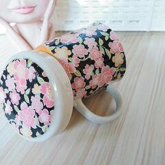 可愛い❤花柄の蓋付きマグカップ❤の画像