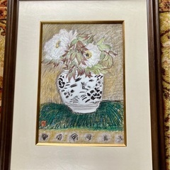 美品！白牡丹 ナルミ 鳴海製陶 陶板画 洋画家 杉本健吉 レトロの画像