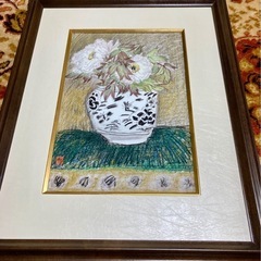 美品！白牡丹 ナルミ 鳴海製陶 陶板画 洋画家 杉本健吉 レトロの画像