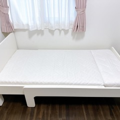 決まりました　IKEA伸縮ベッド　マットレス　すのこセット　　