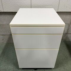 PLUS 3段 袖机 木製 デスクワゴン キャビネット キャスタ...