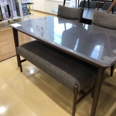 【軽トラック貸出サービス有】ニトリ　ベンチダイニング4点セット　テーブル/T-01チェア/C-27 ベンチ/B-34  Nコレクション ダークブラウンの画像