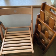 お取引中☆IKEA 木製折り畳みチェア ナチュラルブラウン一脚＆...