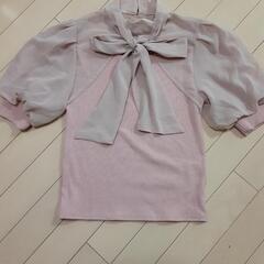 未使用　シフォン×リブ　カットソー
