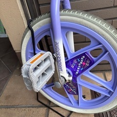一輪車 18インチ ブリヂストン スケアクロー ラベンダー スタンド付 説明書付の画像