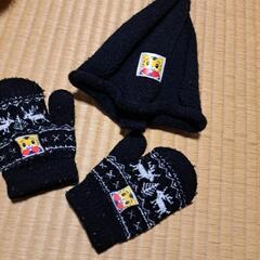 しまじろうどんぐり帽子&手袋セット黒の画像