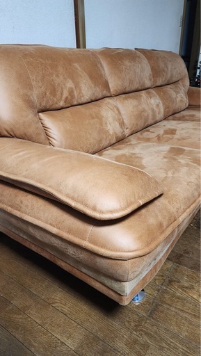 ブラウン スエード調 L字型ソファ ブラウン スエード調 L字型ソファ