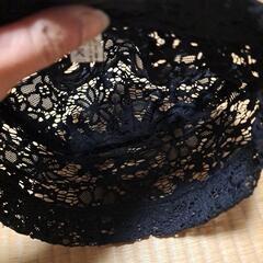 ボリュームレースヘアキャップ 黒　すべりどめ付の画像