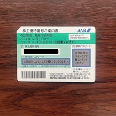 ANA 株主優待番号ご案内書