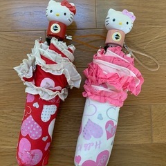 キティちゃん　ワンタッチ式折りたたみ傘　フリル