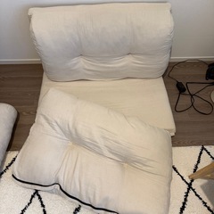 1人がけ　ソファベッド アイボリーの画像