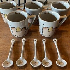 昭和レトロ　マグカップ&スプーン5個セットの画像