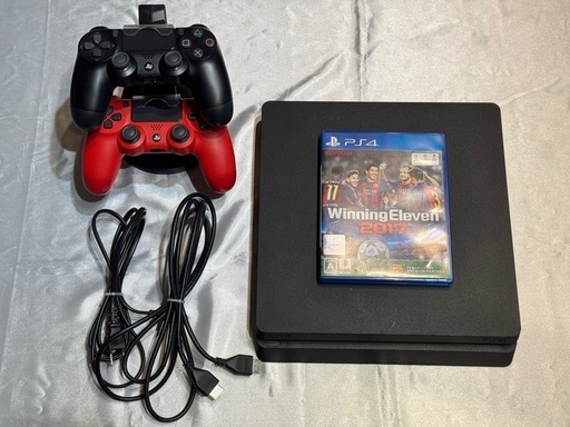 【難あり】PlayStation 4 本体 赤黒コントローラー・ウイイレソフト付き