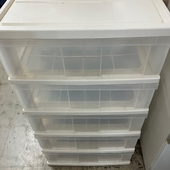 O2504-349 5段チェスト ホワイト  キズ汚れ有り 