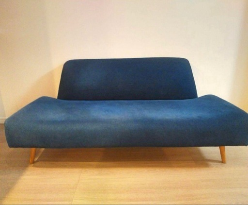 2人掛け ソファ 布製 INTERIOR CENTER 長椅子 ソファー 2P ネイビー