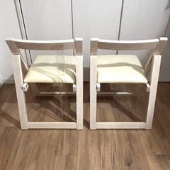 折り畳みチェア　木製　白の画像