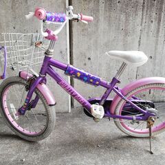 自転車　女の子　紫×白　18インチ