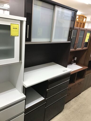 ニトリ　NITORI　ポスティアシステムキッチンボード100　モイス加工　スロークローズレール　表面光沢　ブラウン　新生活　引っ越し　堺市　石津　ジャングルジャングル石津店