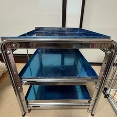 シンク下 スライド ラック 棚3段 幅50cm ステンレス棚 日本製 （ キッチン 隙間 収納 可動棚 燕三条製 ）の画像