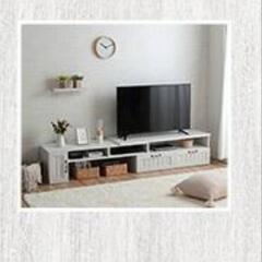 ホワイトカントリー調テレビボード伸縮可動