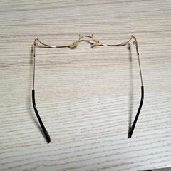 レンズレスメガネ　フレームレスメガネ　 チェーン付き ゴールド 金