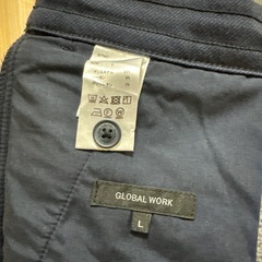 【美品】グローバルワーク 裏起毛 ストレッチ パンツ ネイビーメンズ Lサイズの画像