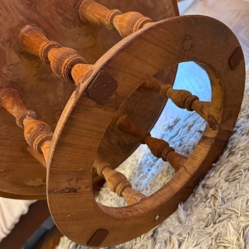 アンティーク1点もの木製円形座卓