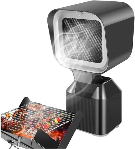 卓上レンジフード 卓上換気扇 焼肉煙吸引機 ポータブル換気扇 卓上吸煙機 airfun 低騒音 2段ギア調整風力 （卓上でにおい・油・煙・湯気がとれる） フィルター水洗い可 持ち運び キャンプ 屋内BBQ 焼肉 業務用/家庭用