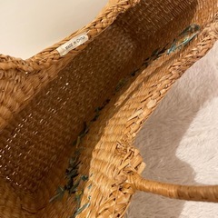 カゴバック 籠 カバン 刺繍 花柄 手提げ鞄の画像