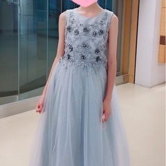 ピアノ 発表会 ロングドレス キッズ 子供 170cm グレー ノースリーブの画像