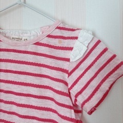 👧95cmキムラタン*ビケットクラブのピンクボーダーチュニック中古美品!!の画像