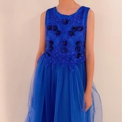 ピアノ 発表会 ロングドレス キッズ 子供 160cm 青色の画像