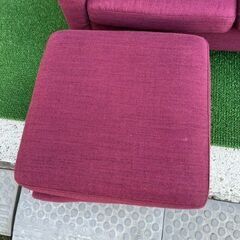 3人掛け ソファ エンジ　オットマン付　お買い得品の画像