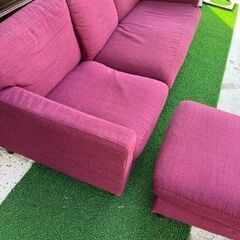 3人掛け ソファ エンジ　オットマン付　お買い得品の画像