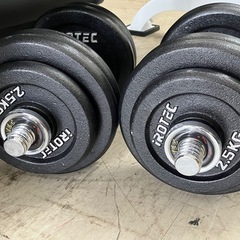 O 2504-351 IROTEC フラットベンチ&25kgダンベル2こセット バラ売り不可 キズ 汚れありの画像