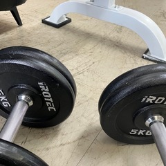 O 2504-351 IROTEC フラットベンチ&25kgダンベル2こセット バラ売り不可 キズ 汚れありの画像