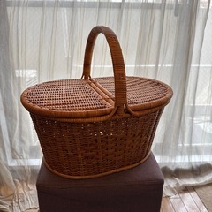【美品】ラタン 籐 ピクニックバスケット