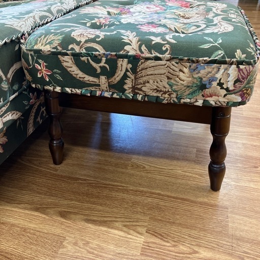 ソファーベッド karimoku コロニアル グリーン×花柄【取りに来れる方限定】