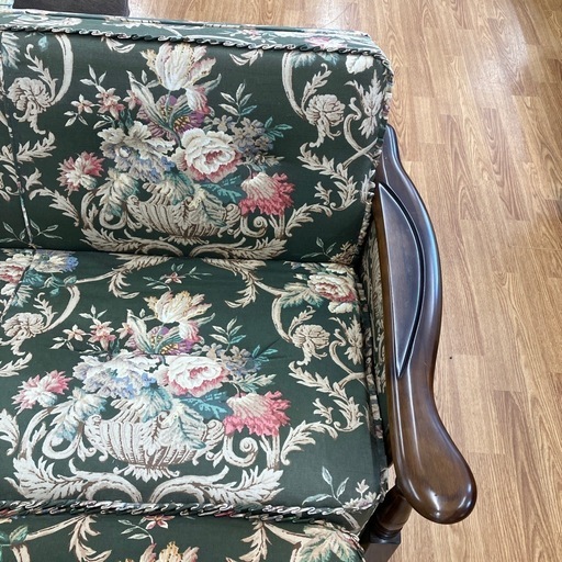 カリモク コロニアル グリーン 花柄 ソファーベッド karimoku コロニアル グリーン×花柄【取りに来れる方限定】