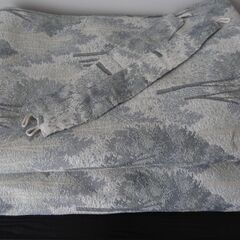 カーテン USED 100cm×200cm程 2枚 緑色系 タッ...