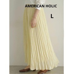 AMERICAN HOLIC 丈違いワッシャープリーツスカート Ｌの画像