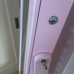 【収納付き全身鏡】　ミラー　ピンク　家具　可愛いの画像