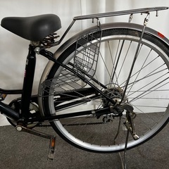GAKUCHARI ガクチャリ エンドウ商事 27インチ 6段変速 チューブレス ノーパンクタイヤ ブラック 普通自転車 オートライトの画像