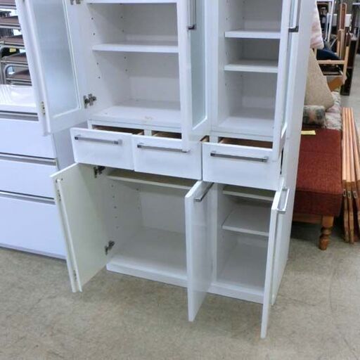 食器棚 幅90cm 白 PALLET 90 DB パレット スイデコ 家具 長谷川産業 3枚扉 ホワイト 大容量 札幌市西区